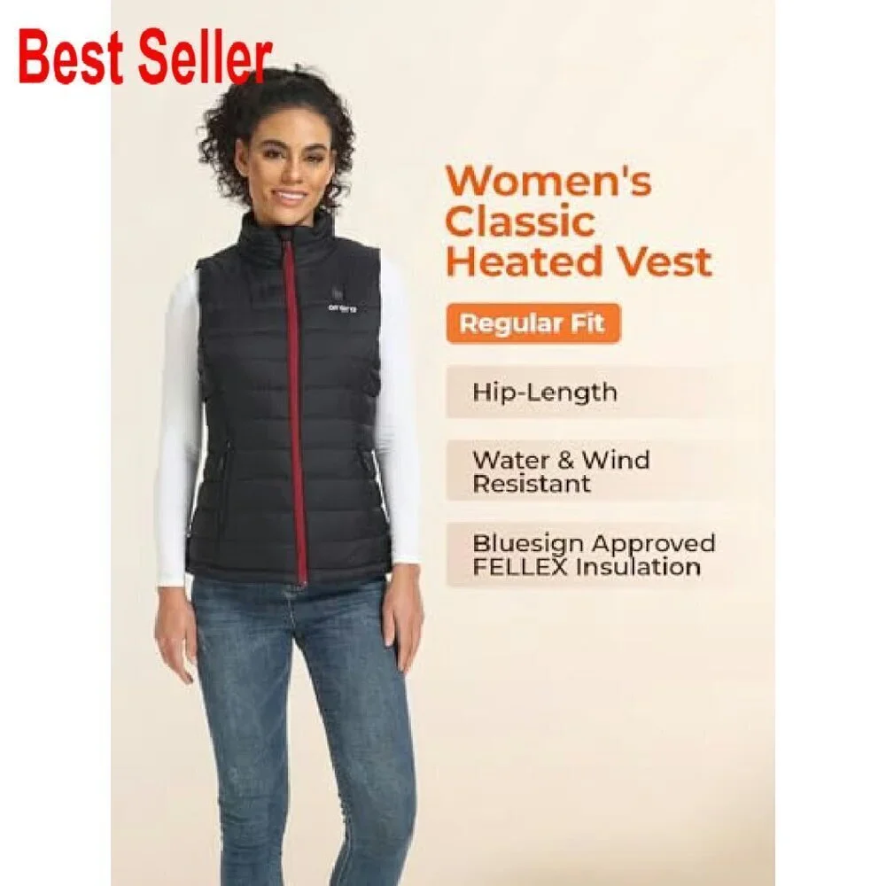 Lightweight Heated Puffer Vest USB-C Rechargeable Battery Classic Chic
